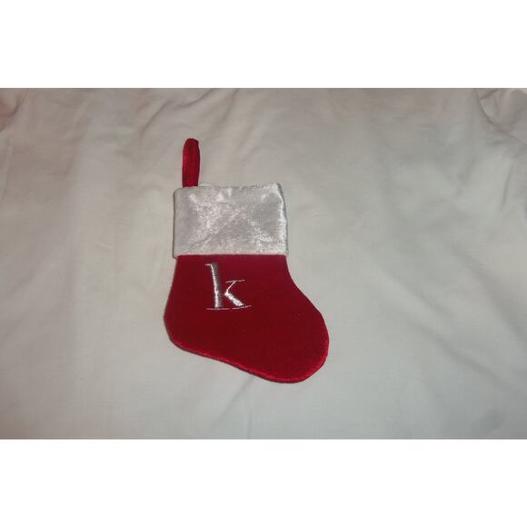 Lower Case k Monogram on red MINI Christmas Stocking 8"X6" by Merry Brite - Picture 1 of 2